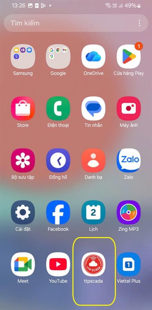 App ttpscada trên điện thoại